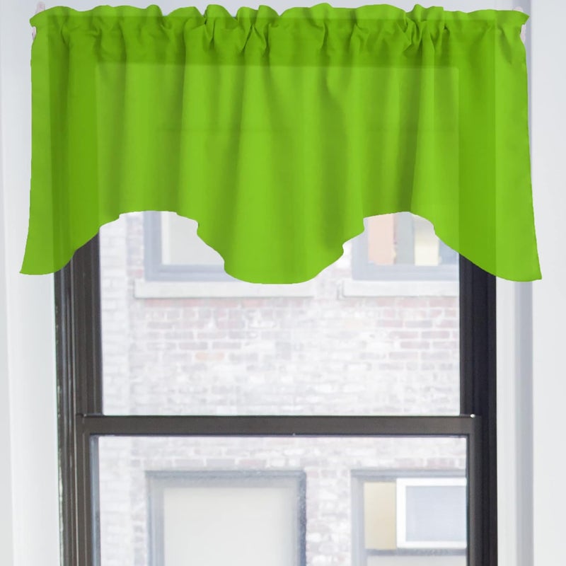 Zen Creative Designs Solid Poplin Scalloped Window Valance Home Décor Bedroom Nursery Kitchen Window (Lime Green) - Image 2
